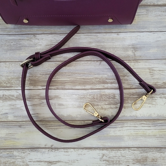 Danielle Nicole Regina Leather Crossbody Tote Handles Removable Strap Purple - Picture 11 of 12